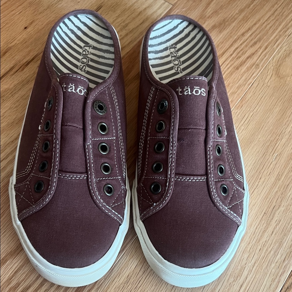 Taos Footwear Burgundy Slip-On Canvas Sneakers